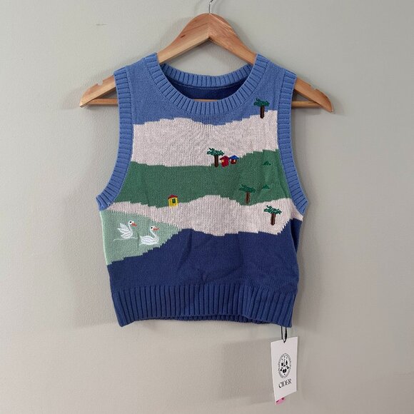 Cider Blue Colorblock Knit Vest - Picture 2 of 4